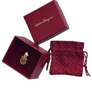 Salvatore Ferragamo Gancini Gold Tone Buckle Scarf Ring